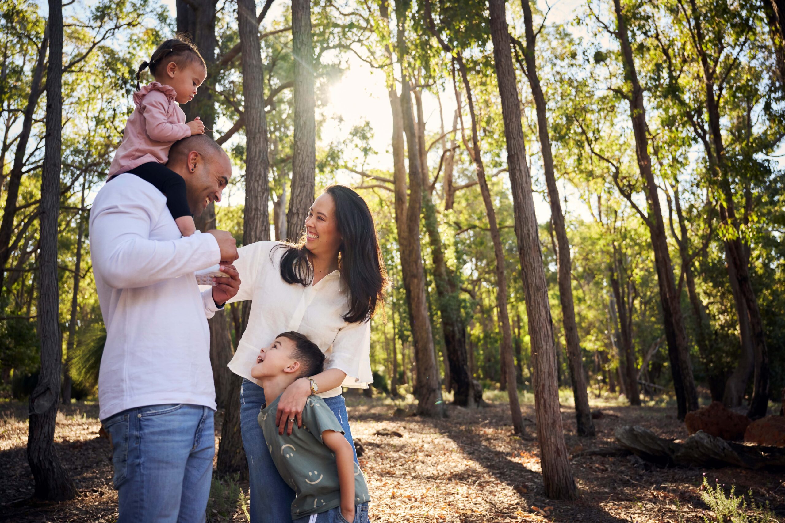 Family taking a bush walk near Taylor Springs Land Development